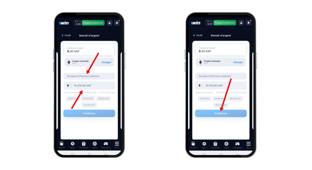 Retrait 1win cameroun