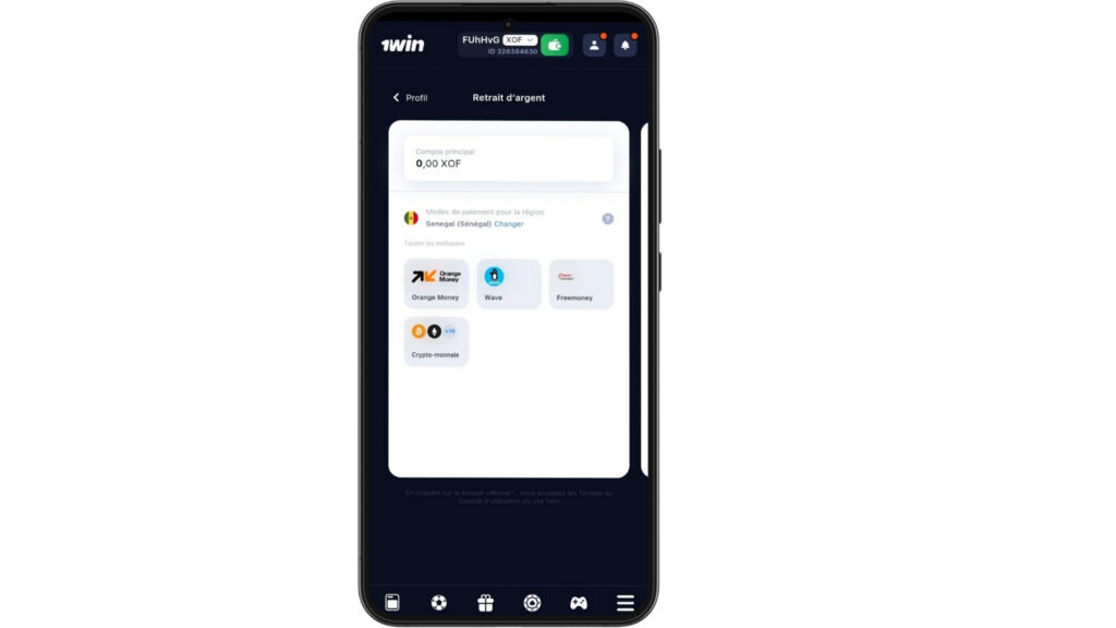 Retrait 1win Senegal ET3
