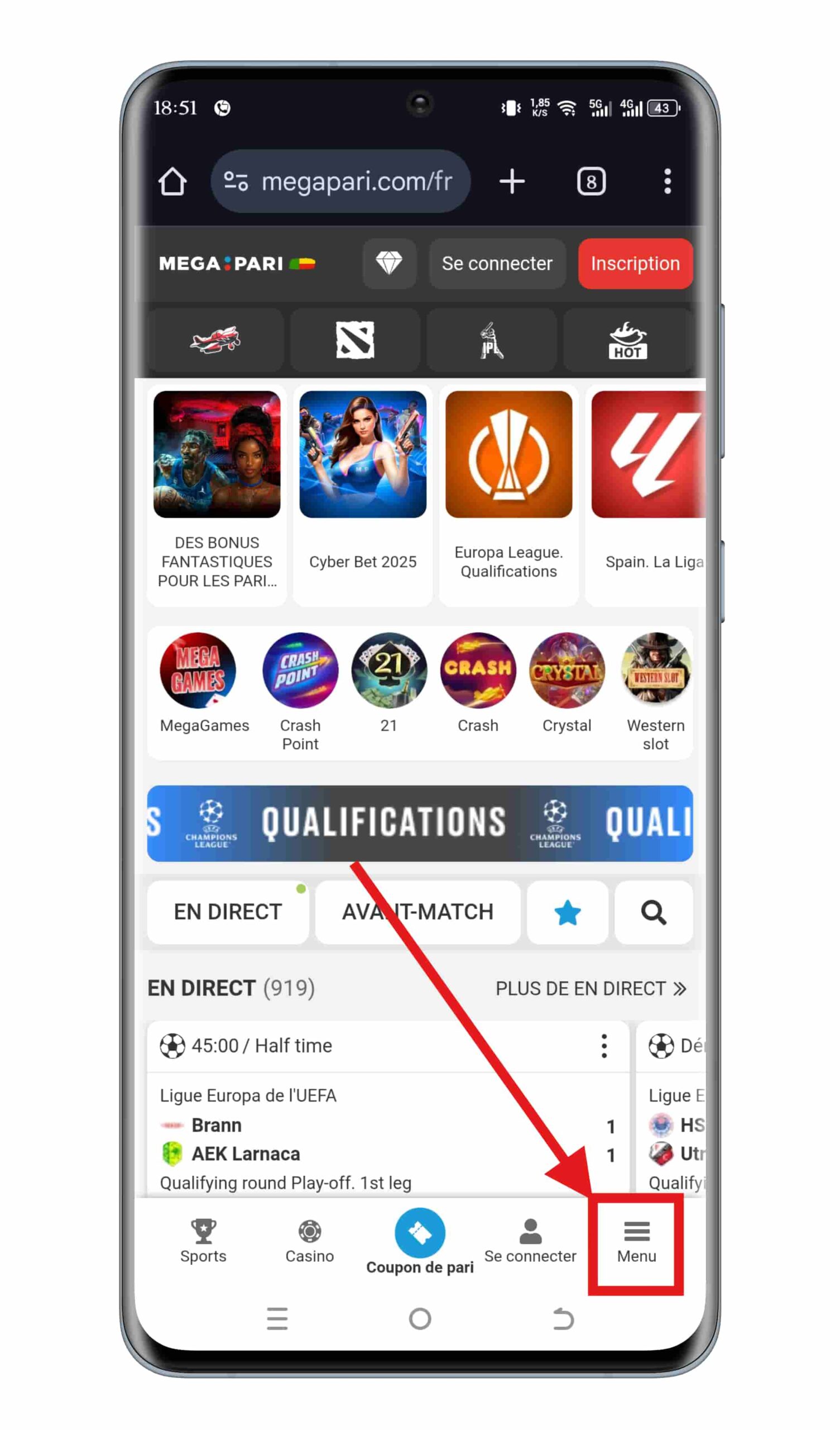 Accéder au site officiel de Megapari