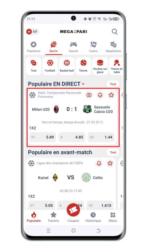 Choisissez un événement