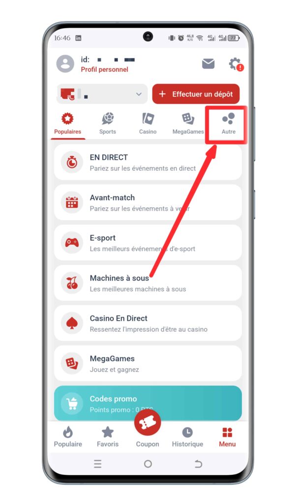 Sélectionnez l’onglet « Autre »