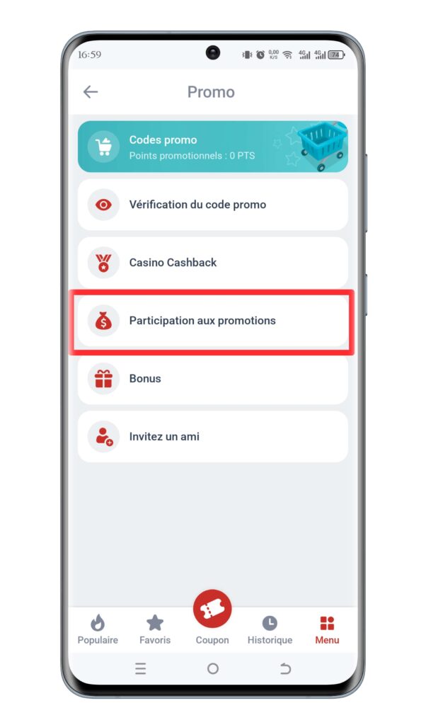 Rendez-vous dans « Participation aux promotions »