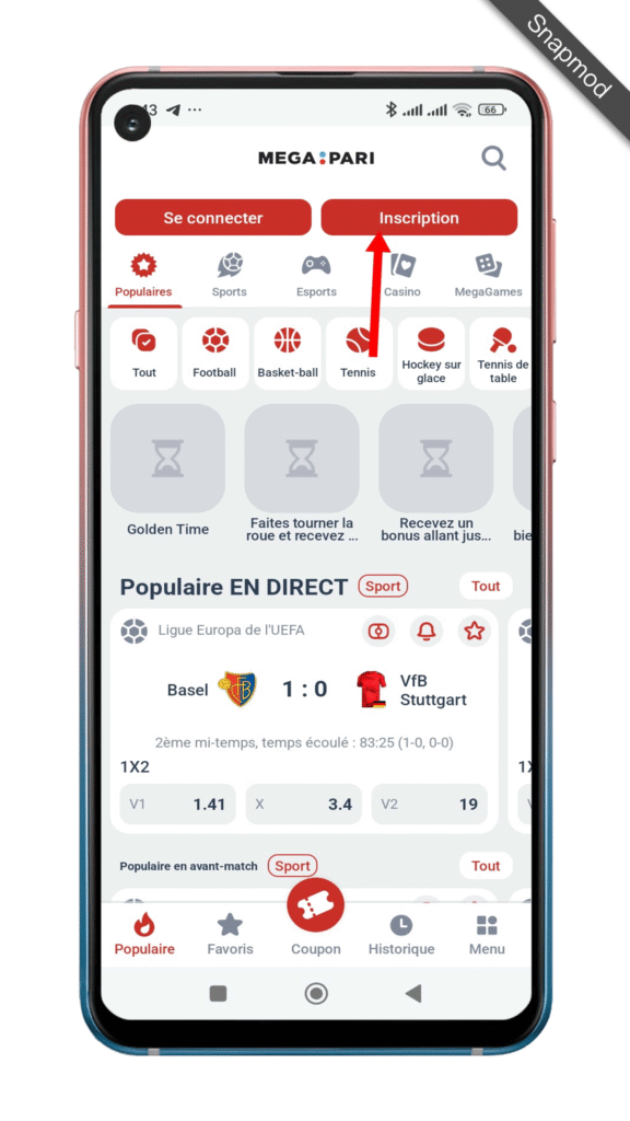Inscription sur Megapari Côte d'Ivoire : étape à suivre pour créer un compte 6 Cliquez sur le bouton « Inscription »