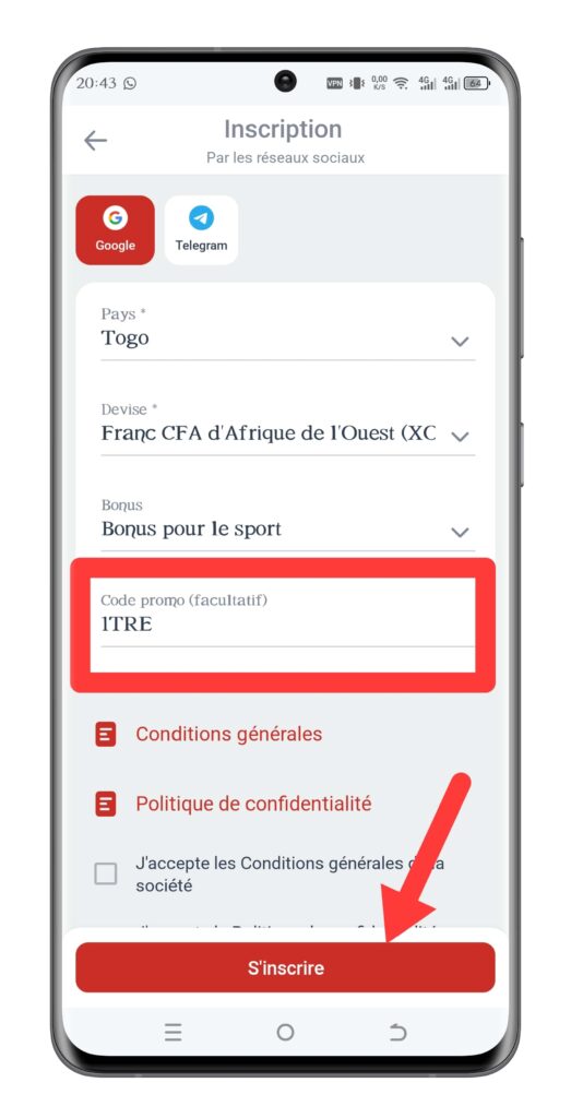 Paramétrez le compte