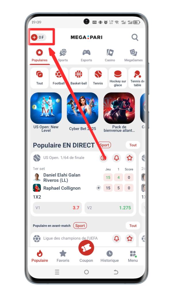 Le meilleur code promo Megapari Côte d’Ivoire 12 Accédez à la section « Dépôt »