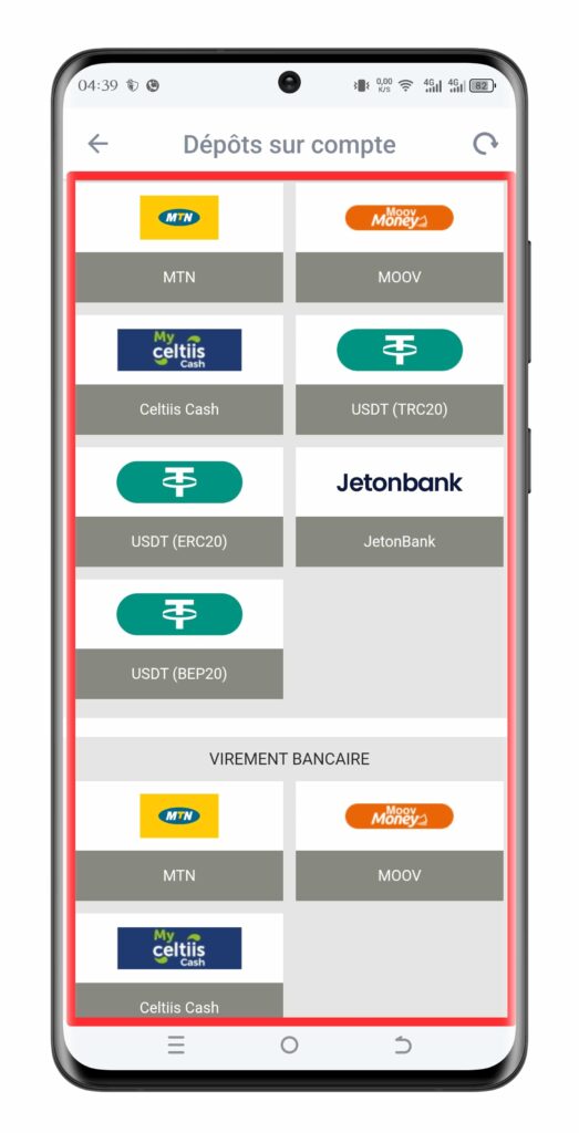 Sélectionner un moyen de paiement