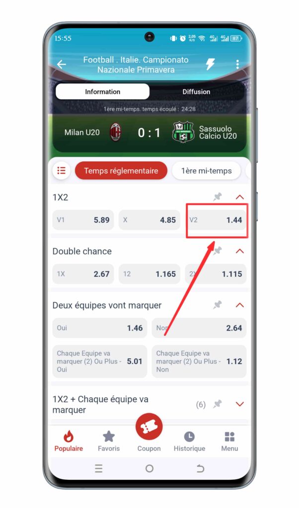 Sélectionnez un type de pari