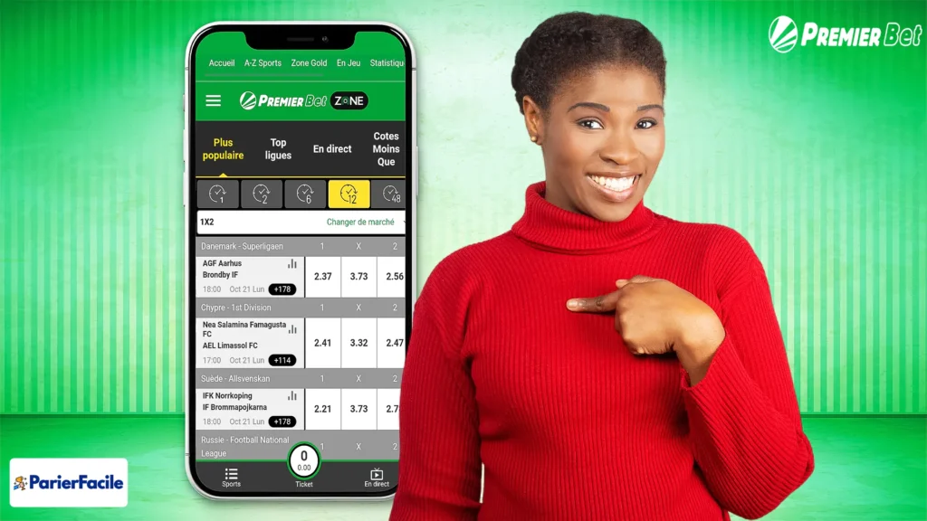 Premier Bet Zone mobile - parier facilement depuis son téléphone