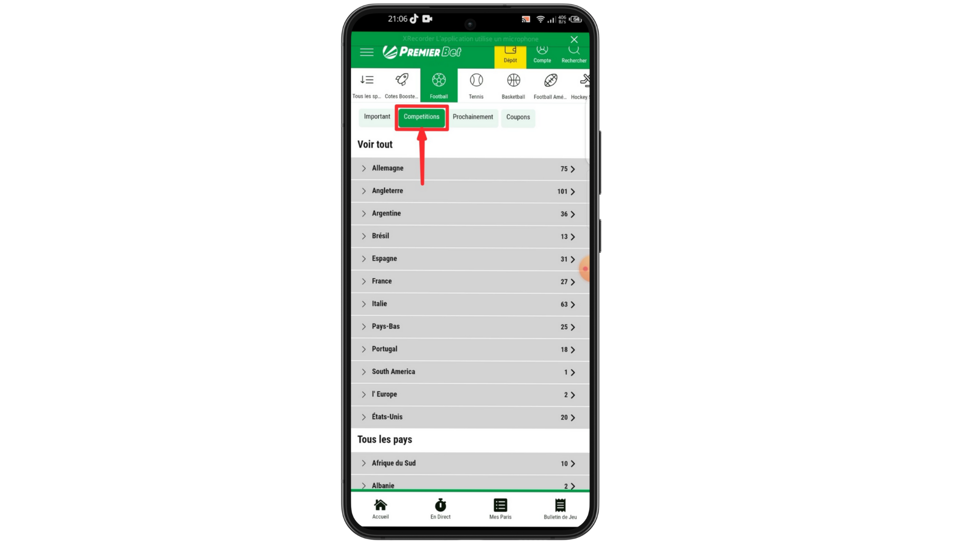 Parier sur Premier Bet Etape 2