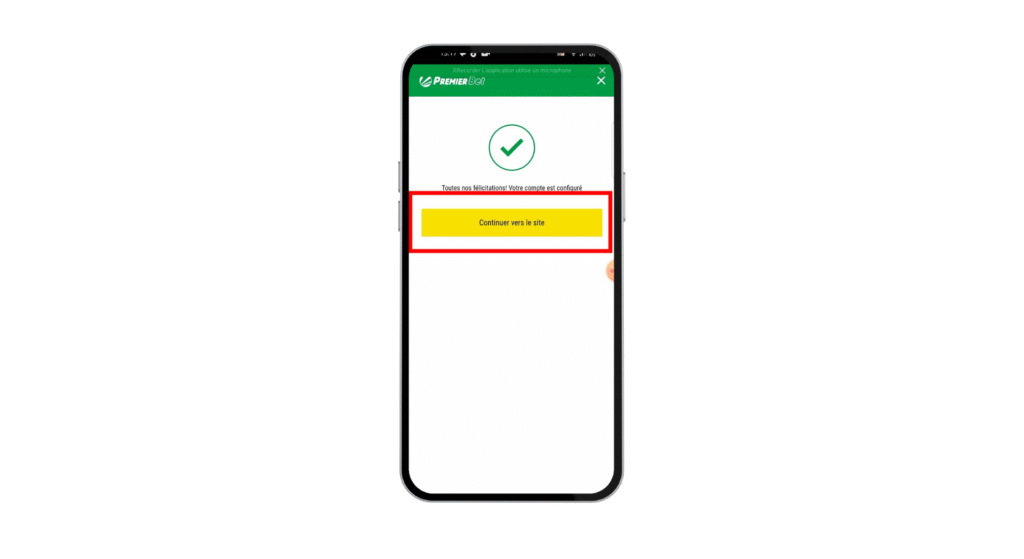 Confirmer : Entrez le code reçu pour finaliser la création de votre compte.