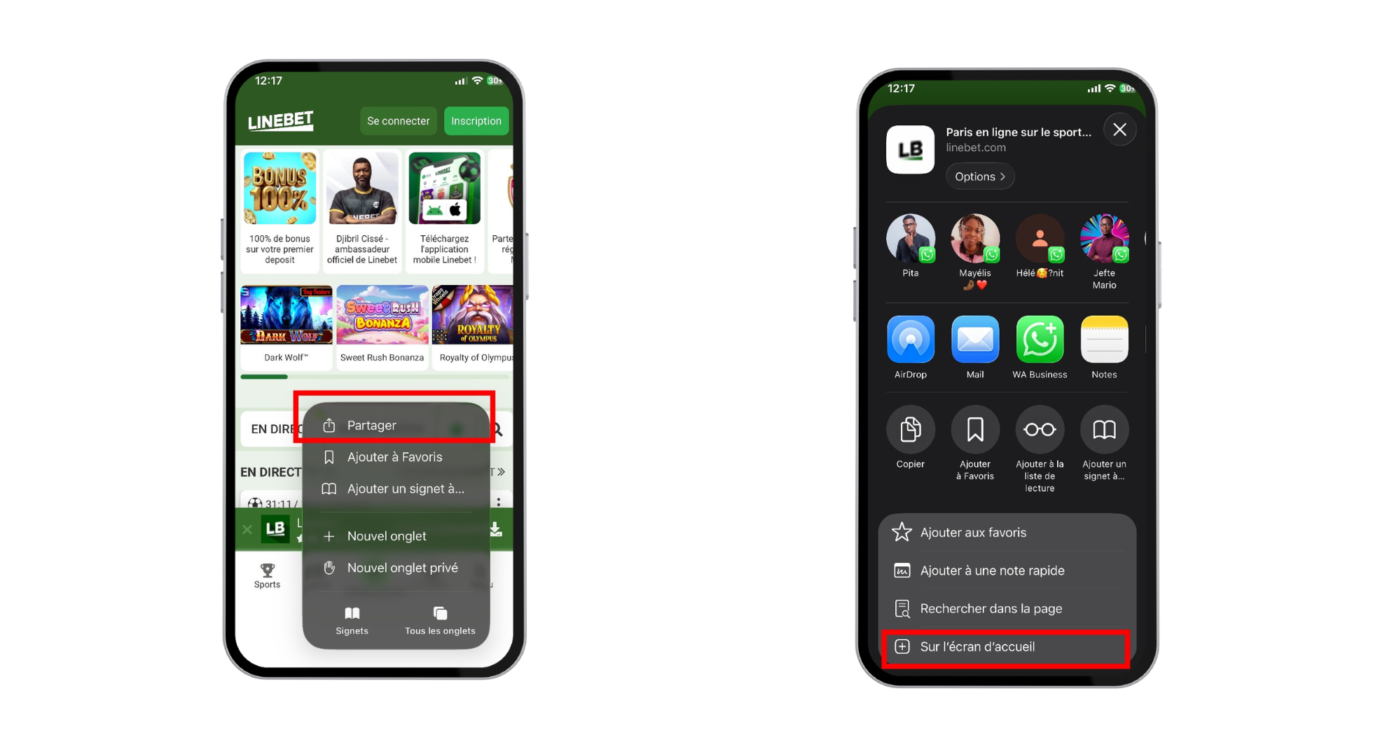 Linebet Sénégal : comment placer un pari sportif en ligne en quelques étapes ? 21 Cliquer sur Partager et Ajouter Linebet Ios