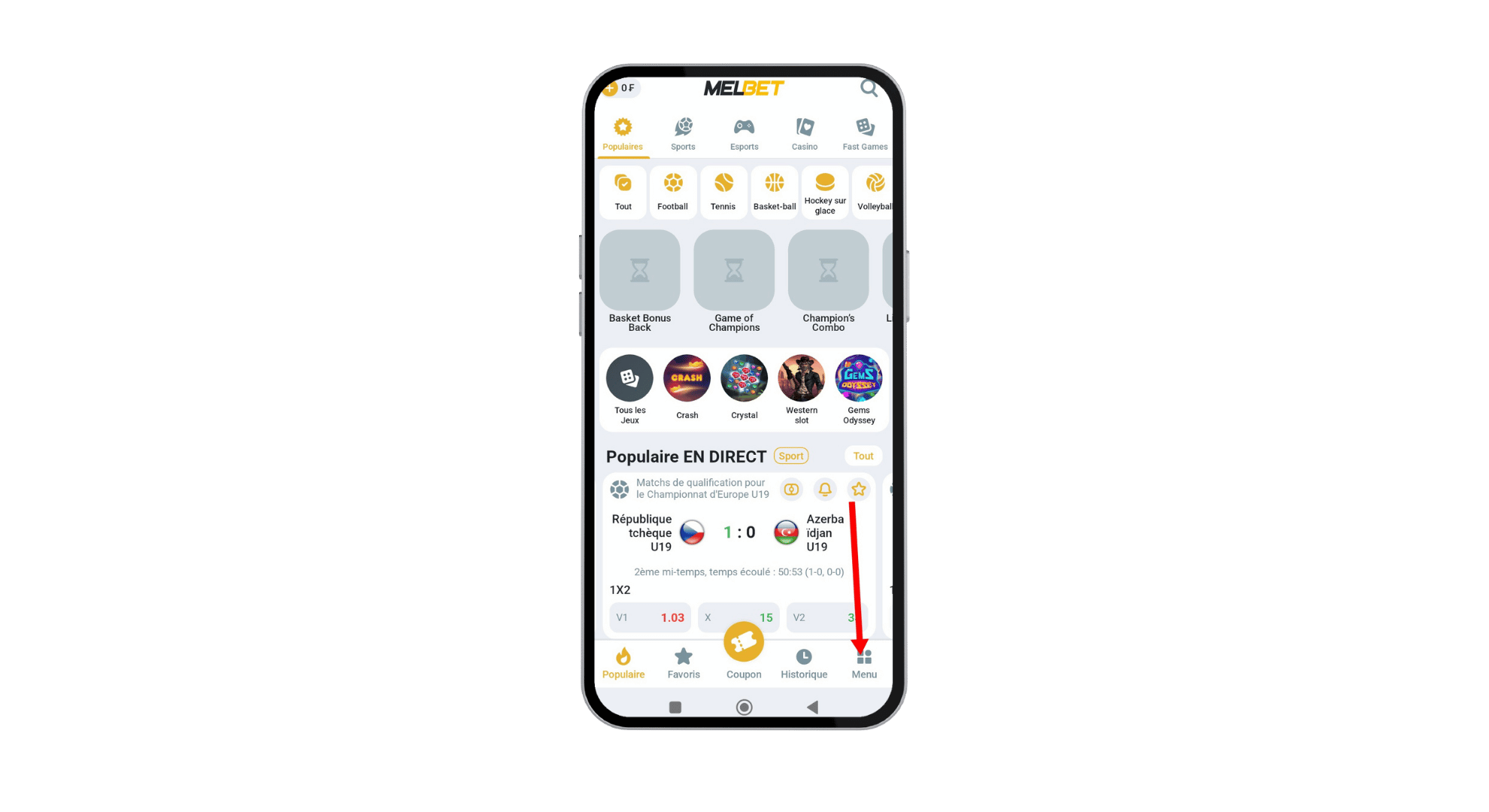 Étape 2 : Accéder au menu en bas à droite