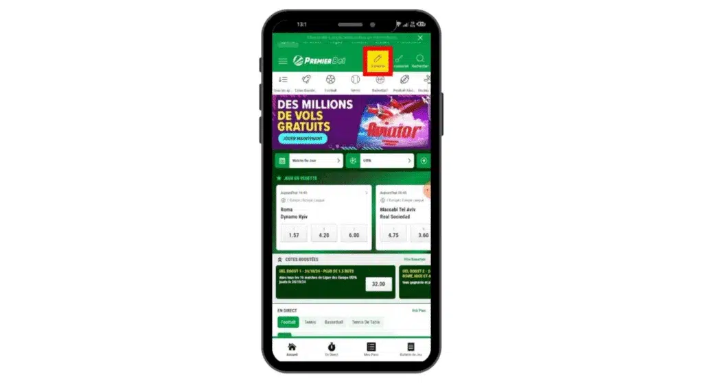 Premier Bet EURO 2025 : Ne manquez pas notre grande raffle exclusive ! 10 Accéder au site ou à l'App et Cliquer sur "S'inscrire"