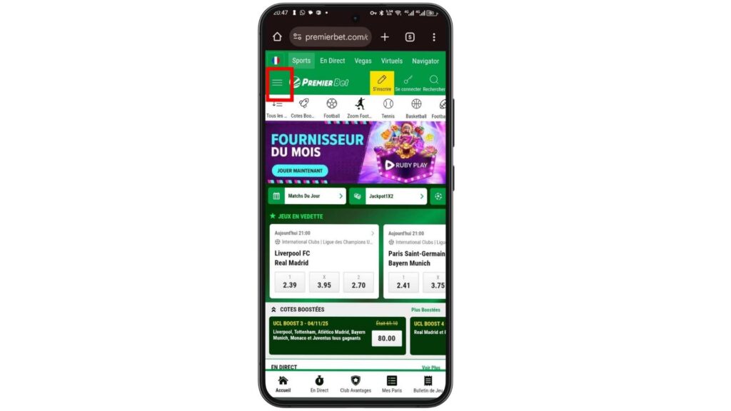 Premier Bet apk Etape 1 1
