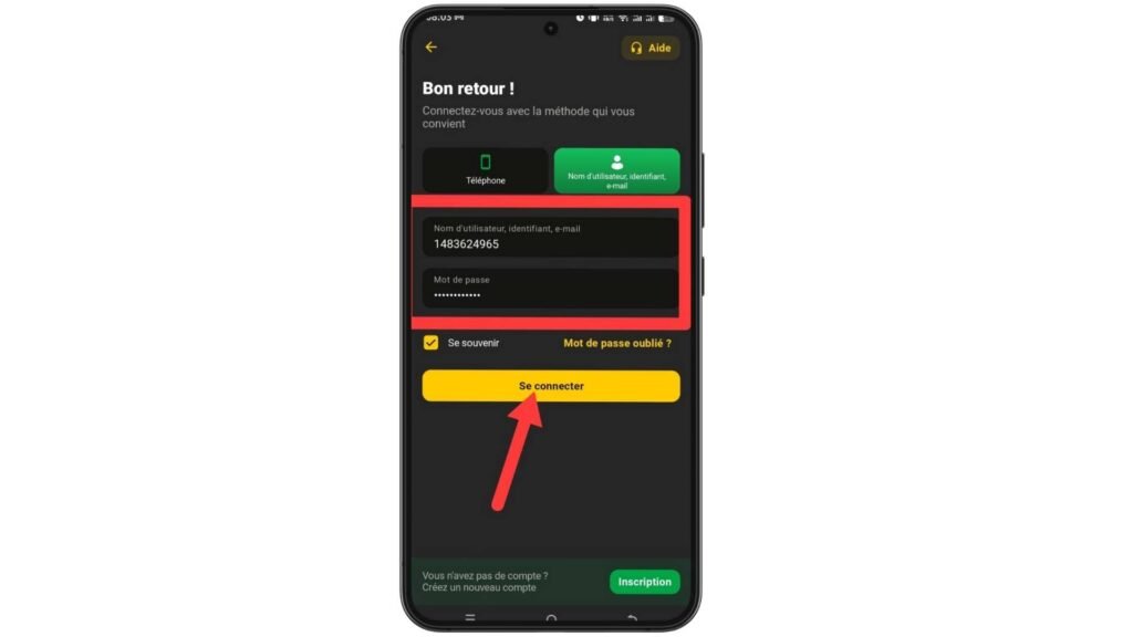 Étape 2 : Entrez vos identifiants
