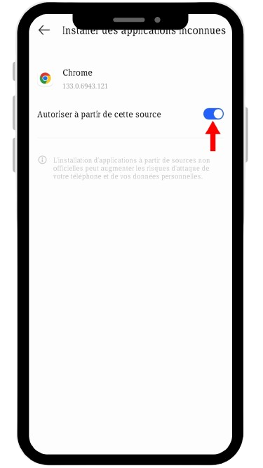 Autoriser l’installation à partir de source inconnue