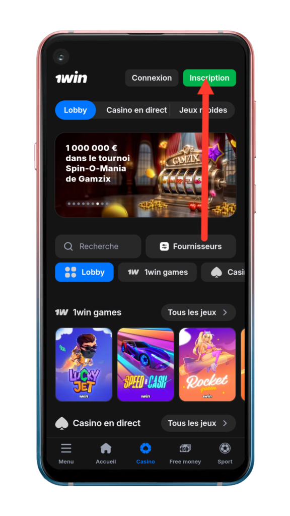 Cliquer sur “Inscription”