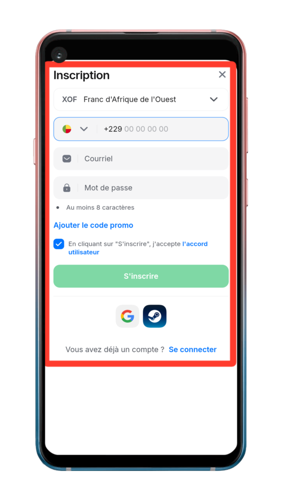 Renseigner vos informations