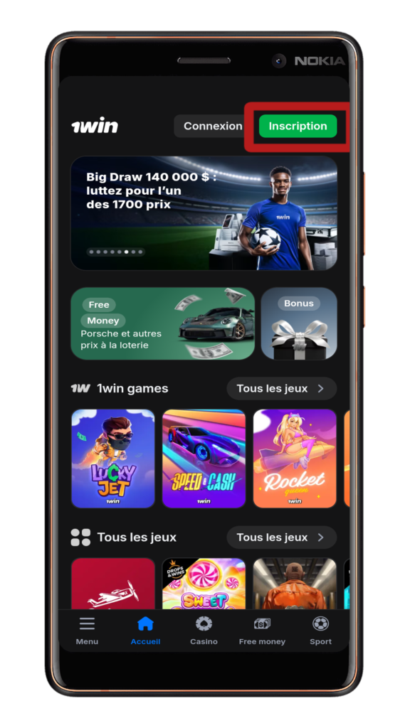 Accéder au site officiel de 1win