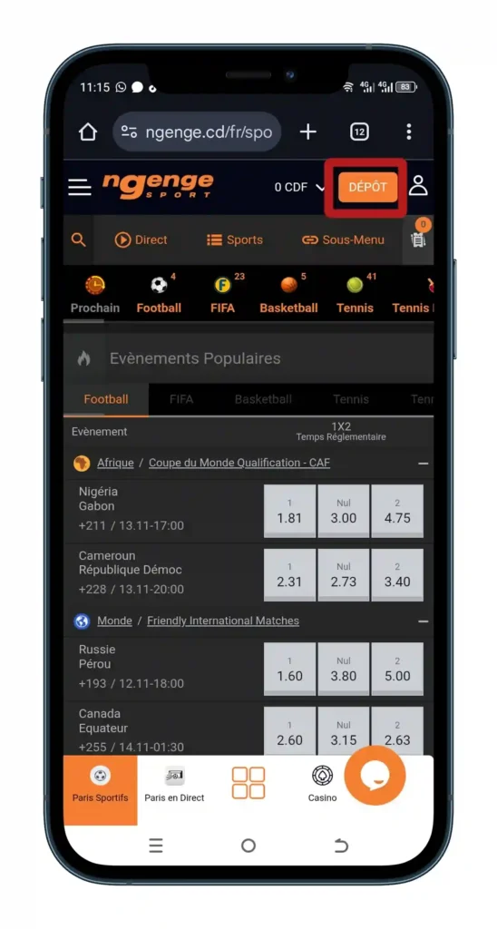 Accéder à la Section Dépôt