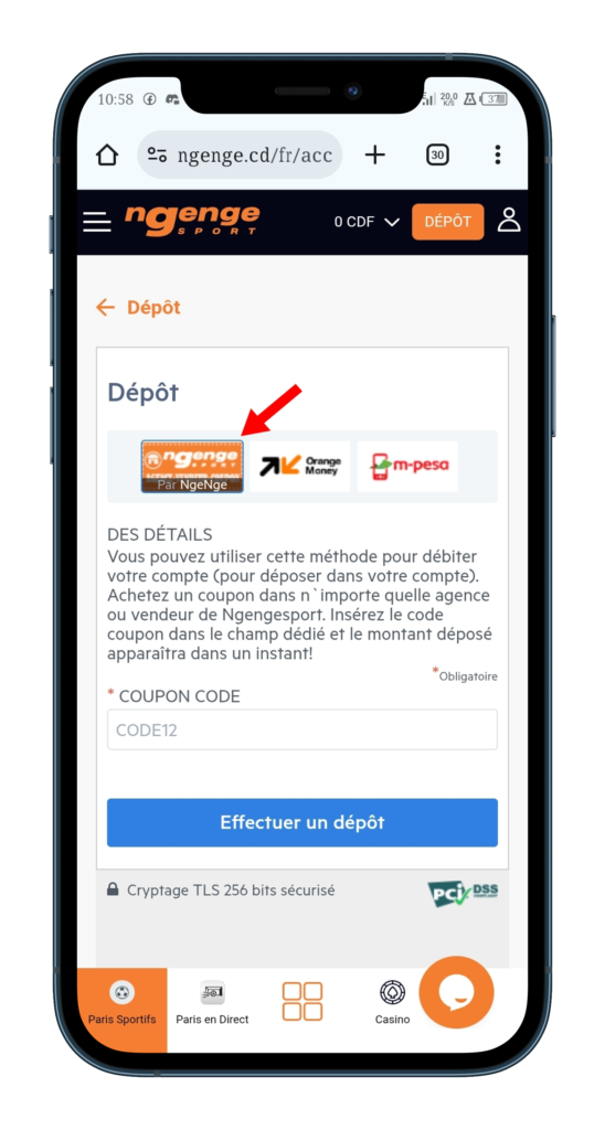 Choisir le ticket Ngenge