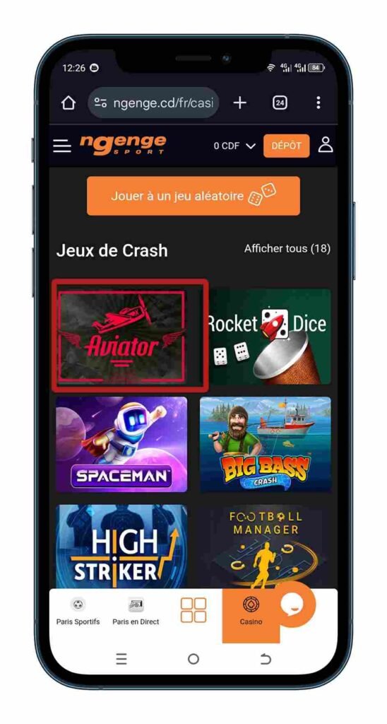 Choisir votre jeu ou pari sur Ngenge sport (