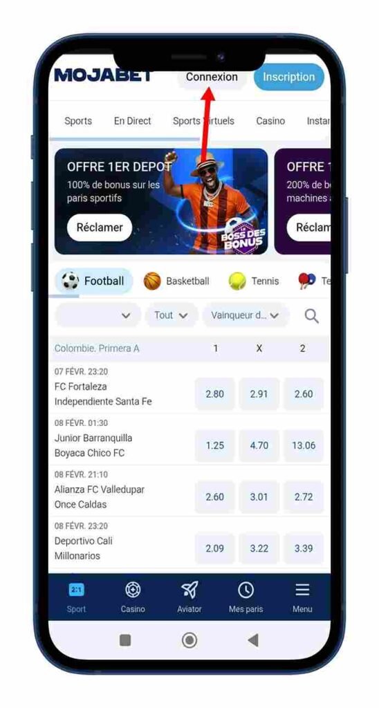 Cliquer sur le bouton “Connexion”