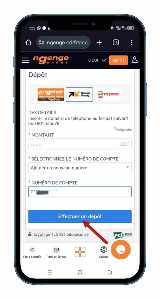 Confirmer le dépôt Ngenge