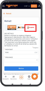 Choisir la méthode retrait Ngenge souhaitée