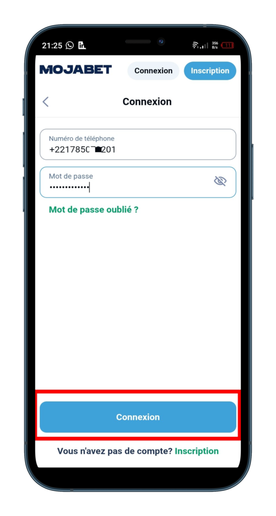 Se connecter avec numéro de téléphone