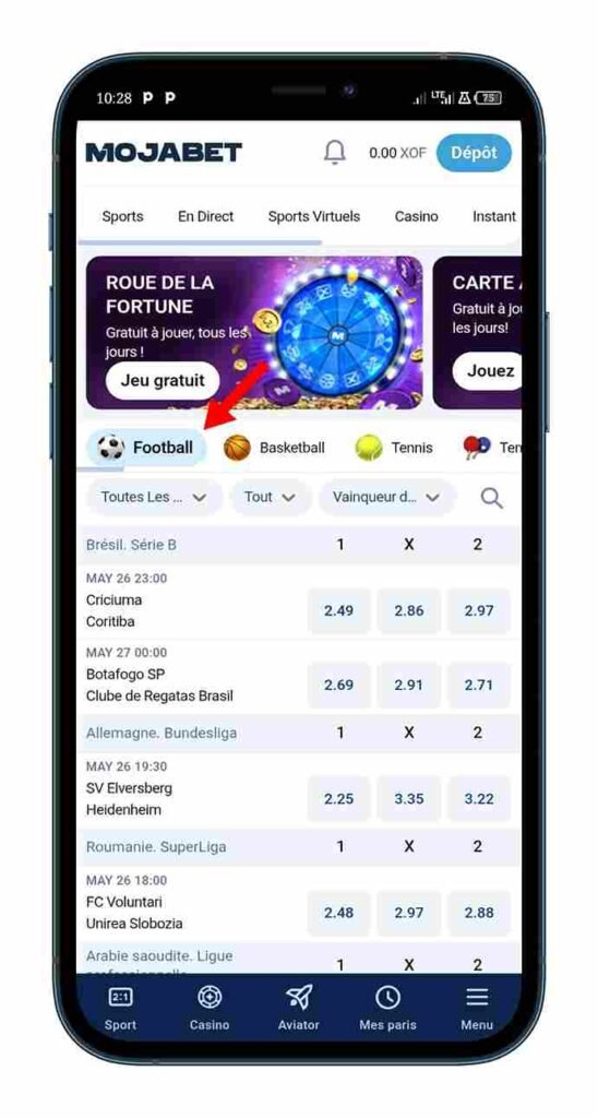 Sélectionner votre sport