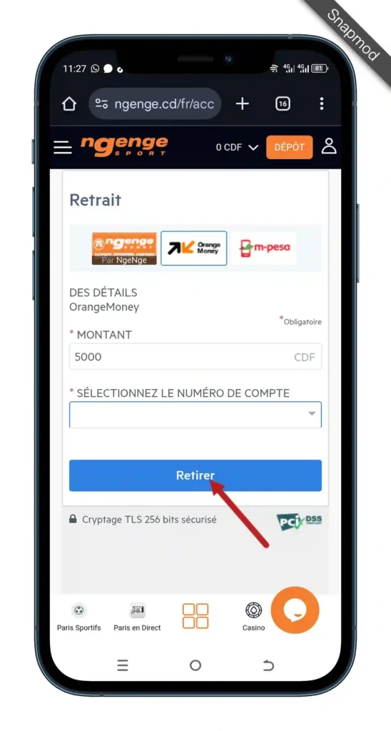 valider le retrait Ngenge