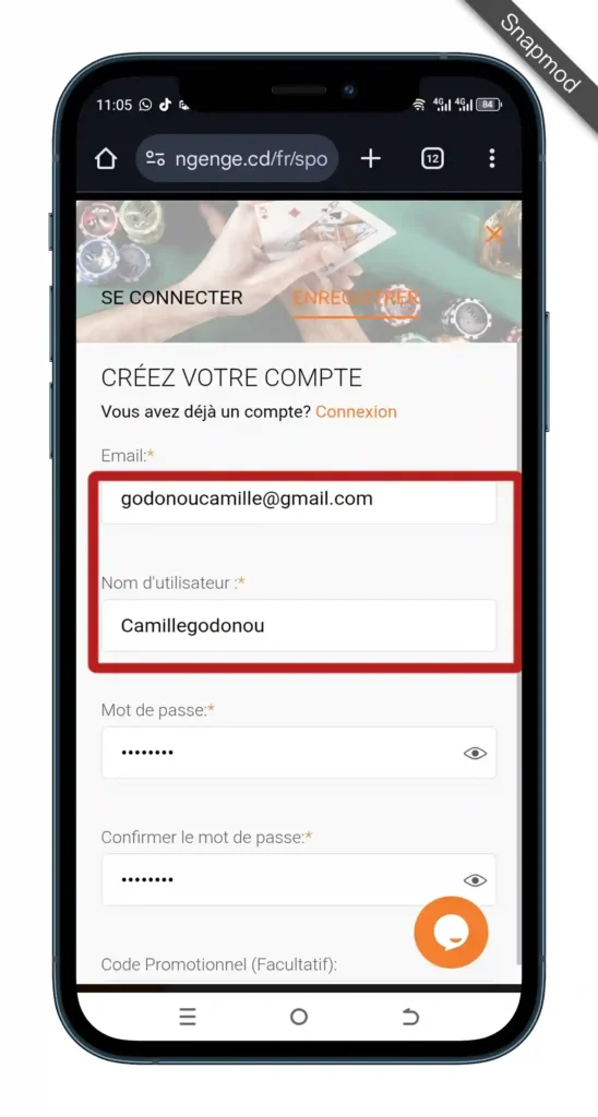 Remplir le formulaire d’inscription Ngenge