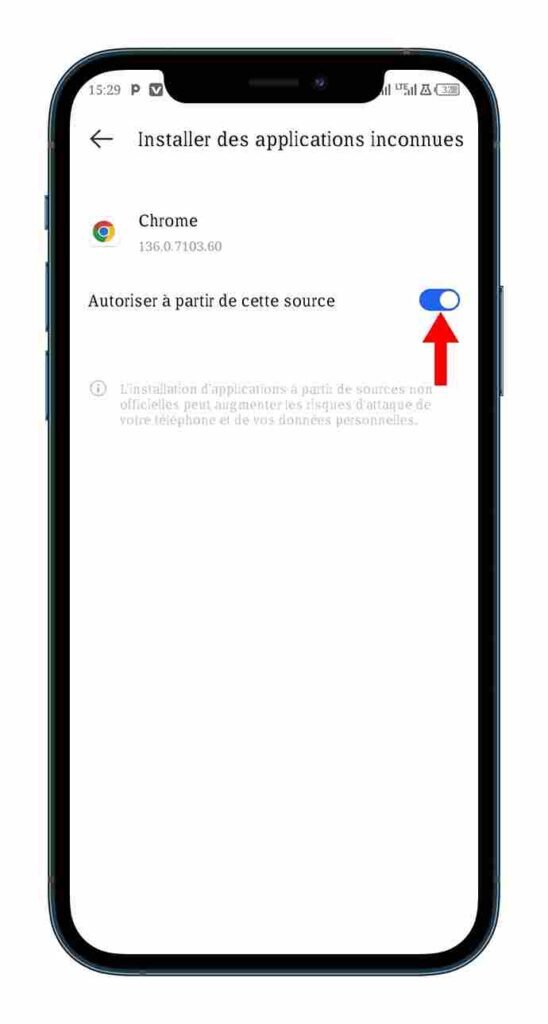 Autoriser les sources inconnues 