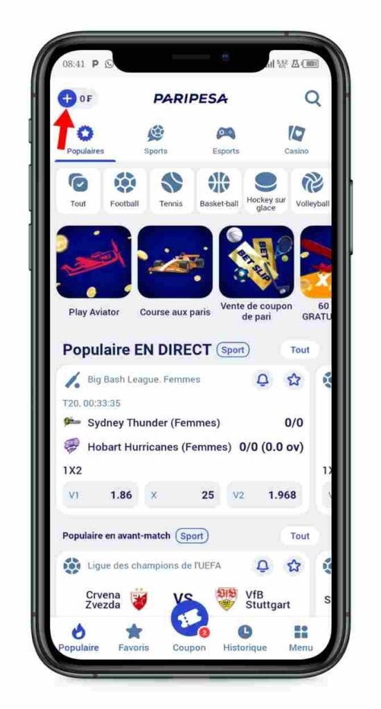 Cliquer sur l’icône (+)