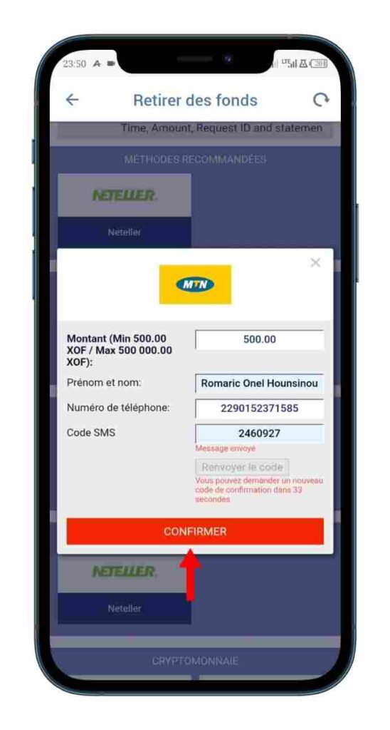 Valider votre retrait 